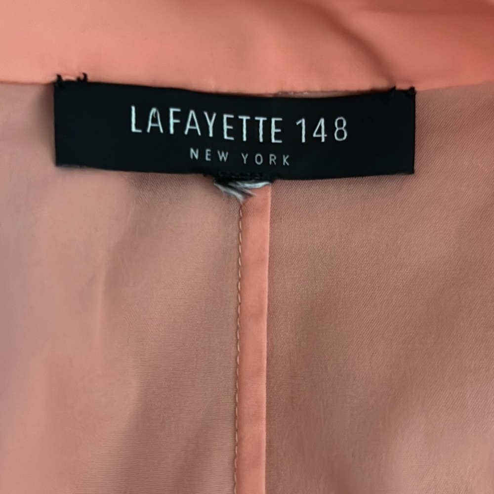 Lafayette 148 New York Reva cotton stretchy wrap shirt dress in coral - Picture 11 of 12